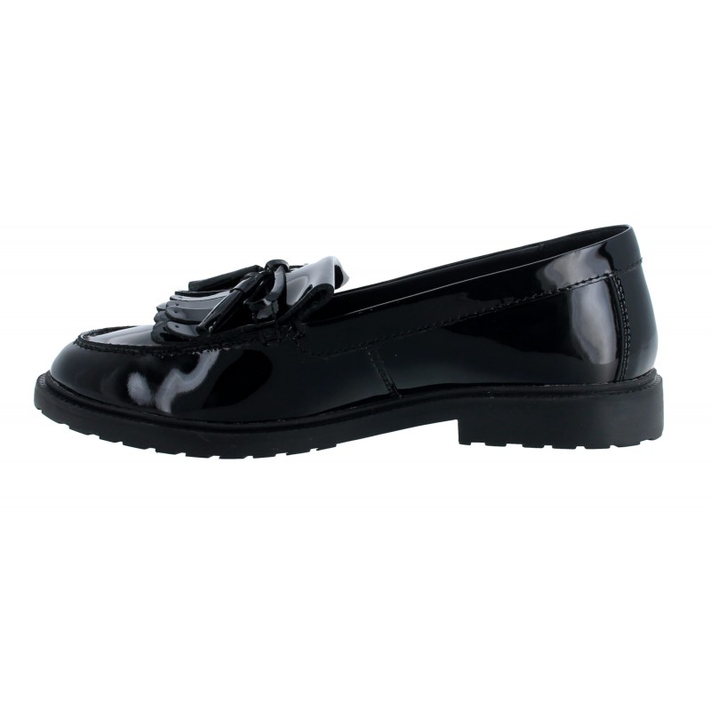 Verity Kiltie School Shoes - Black Patent