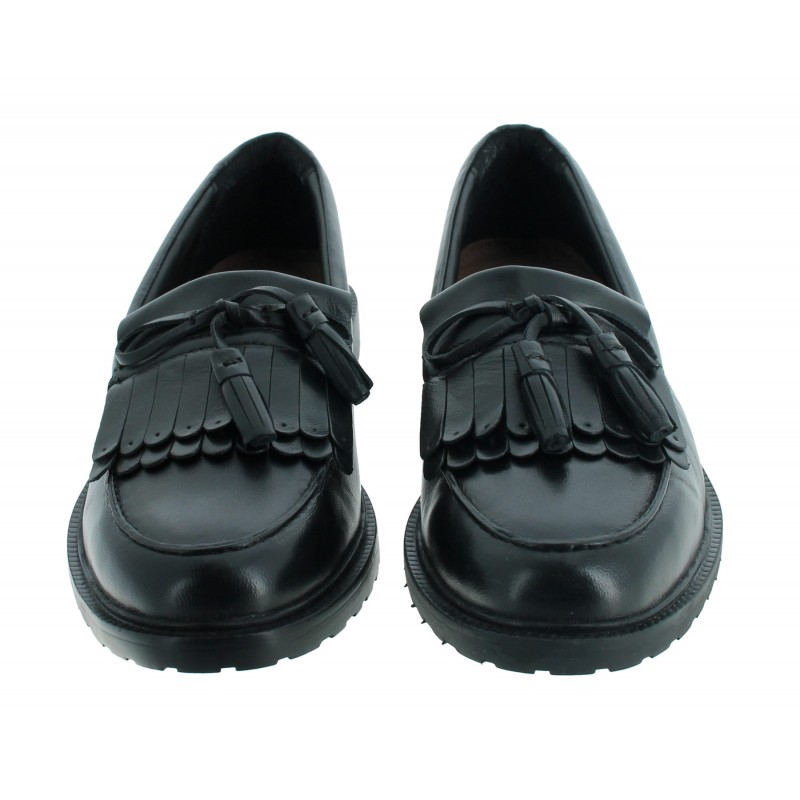 Verity Kiltie Loafers - Black Leather