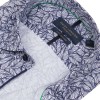 Leaf Print Long Sleeve Shirt LS76837 - Navy Cotton
