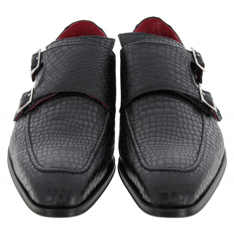 Soprano K852 Monk Shoes - Black Crillio Matte Leather