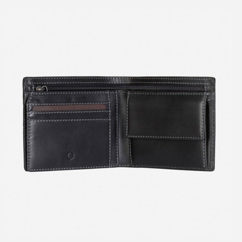 Jekyll & Hide Texas Large Bifold Wallet With Coin 1951 - Black Leather