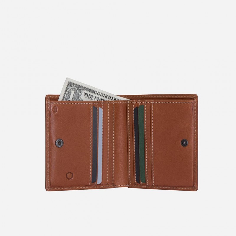 Jekyll & Hide Roma Slim Bifold Wallet with Coin - Tan Leather