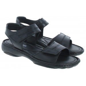 Josef Seibel Debra 19 76719 Velcro Sandals - Black Leather