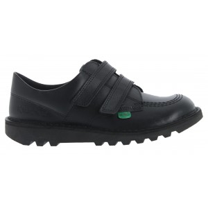 Kickers Kick Lo Velcro Junior School Shoes - Black Leather Kickers Kick Lo Velcro Junior School Shoes - Black Leather