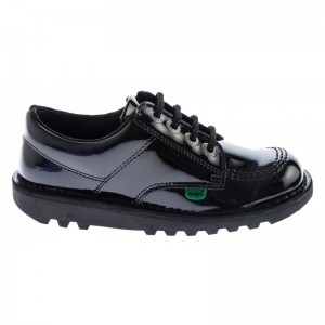 Kickers Kick Lo Core Junior School Shoes - Black Patent Kickers Kick Lo Core Junior School Shoes - Black Patent