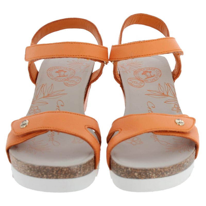 Julia Wedge Sandals - Orange Leather