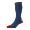Portobello Contrast Heel and Toe Socks - Dark Turquoise