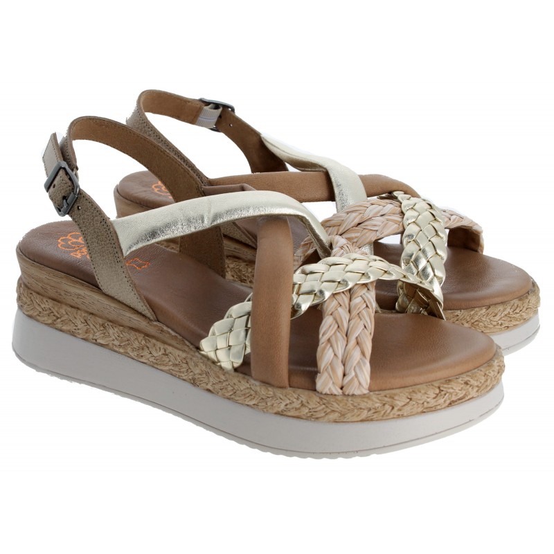 3033 Wedge Sandals - Arena Platino Leather