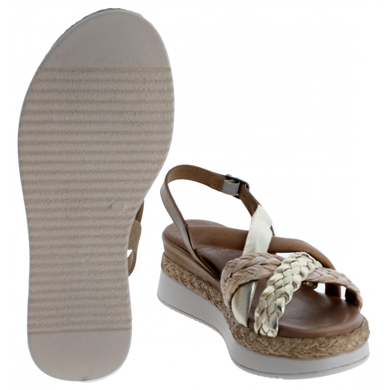 3033 Wedge Sandals - Arena Platino Leather