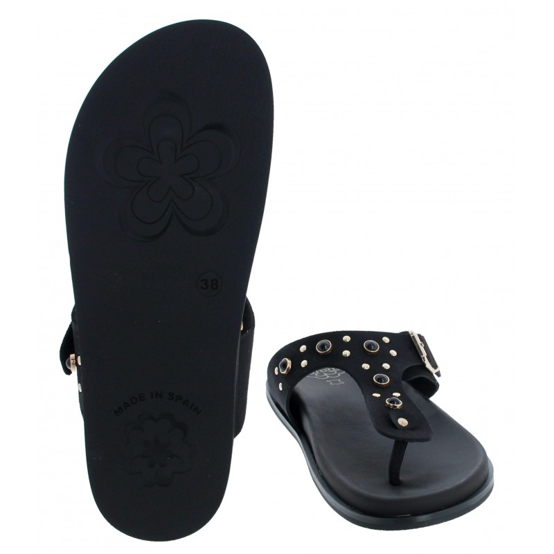 3294 Toe Post Sandals - Black Nubuck