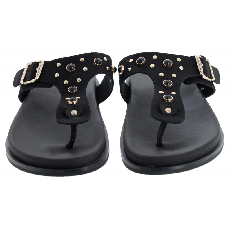 3294 Toe Post Sandals - Black Nubuck