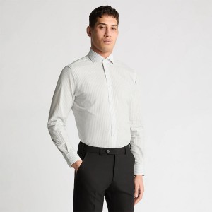 Remus Uomo Tapered Long Sleeve Formal Shirt - Green White