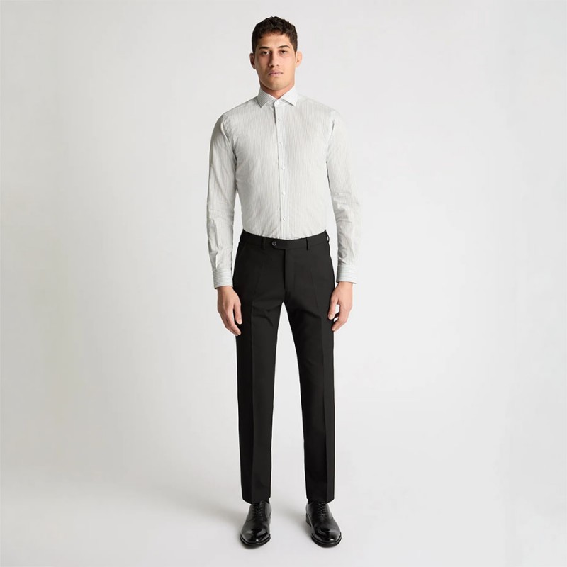 Tapered Long Sleeve Formal Shirt - Green White
