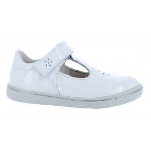 Ricosta Winona 2600202 T-Bar Shoes - White Patent 