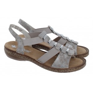 Rieker 62850 Regina Sandals - Metallic Silver Rieker 62850 Regina Sandals - Metallic Silver