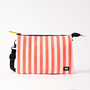 Roka London Carnaby XL Canvas Crossbody - Coral Stripe