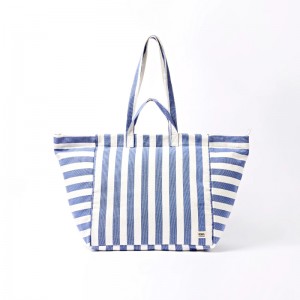 Roka London Marylebone Tote Bag - Denim Stripe Canvas