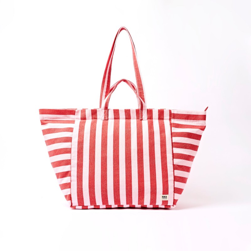 Marylebone Tote Bag - Strawberry Stripe Canvas