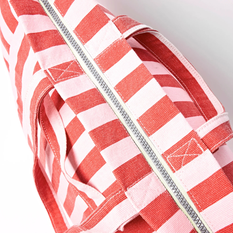 Marylebone Tote Bag - Strawberry Stripe Canvas