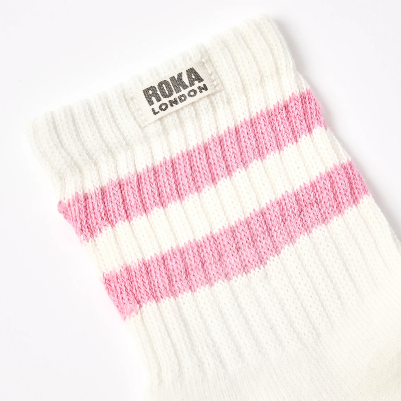 Windsor Stripe Crew Socks - Pink Carnation