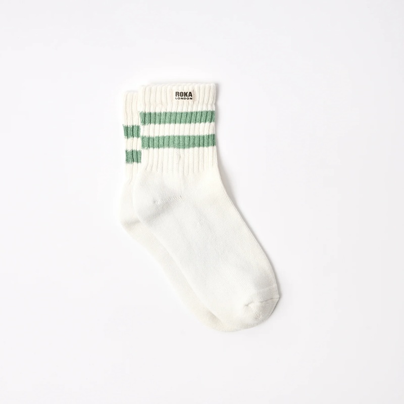 Windsor Stripe Crew Socks - Matcha