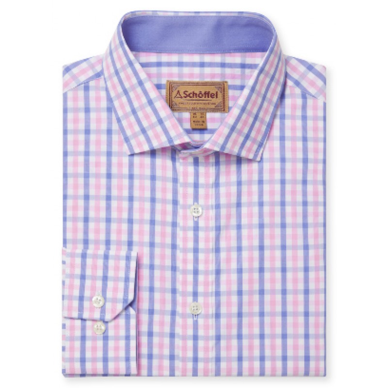Hebden Tailored Shirt 4093 - Blue/Pink Check