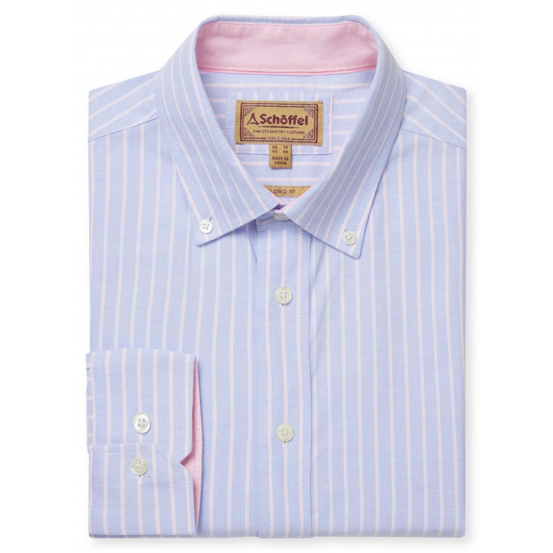 Holt Soft Oxford Tailored Shirt 4077 - Blue/Pink Stripe Cotton