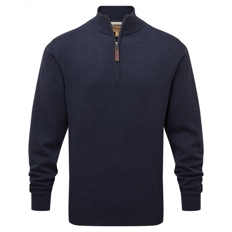 Porthmeor Pima Cotton 1/4 Zip 4198 Sweater - French Navy