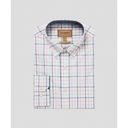 Schoffel 20-4052 Holkham Classic Shirt -  Dark Pigeon Blue/Mauve Red Cotton