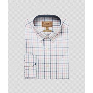 Schoffel 20-4052 Holkham Classic Shirt -  Dark Pigeon Blue/Mauve Red Cotton