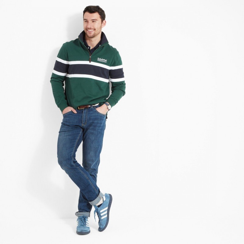 Exmouth Heritage Rugby Shirt 3127 - Pine Green Cotton