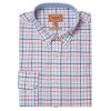 Holkham Classic Shirt 4052 - French Navy/Sky Blue/ Sun Coral Cotton