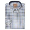 Holkham Classic Shirt 4052 - French Navy/Light Khaki/Sky Blue Cotton