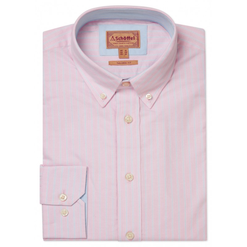 Holt Soft Oxford Tailored Shirt 4077 - Pink/Blue Stripe Cotton