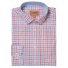 Hebden Tailored Shirt 4093 - Sun Coral/Sky Blue Check Cotton