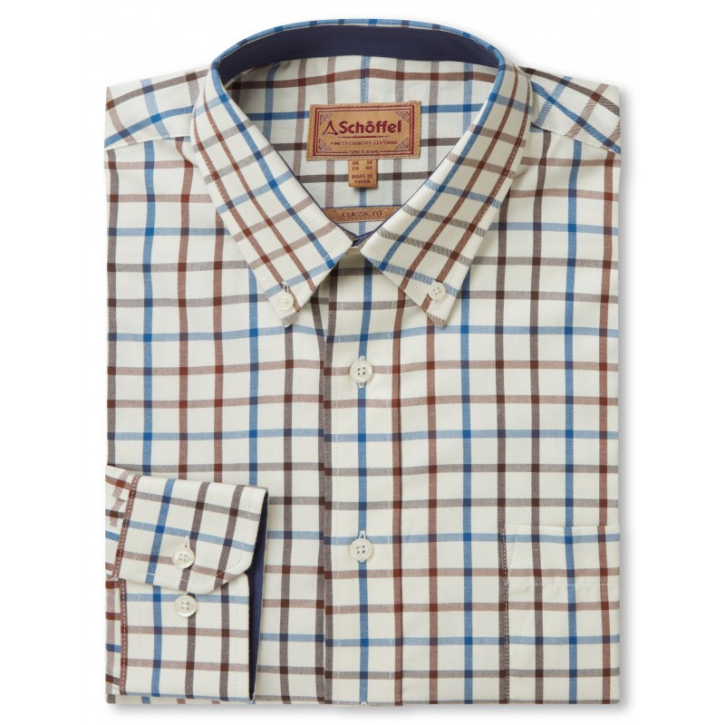 Brancaster Classic Shirt 4050 - Brown / Navy Check