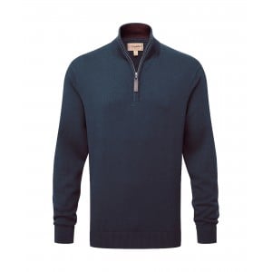 Schoffel Calton Cotton Cashmere 1/4 Zip Jumper 3147 - Petrol Blue 