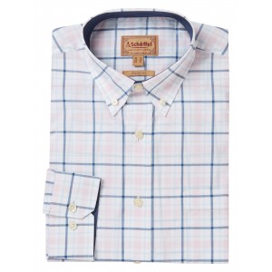 Schoffel Polstead Classic Shirt 4099 - French Navy / Pale Blue / Pale Pink Cotton