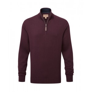 Schoffel Calton Cotton Cashmere 1/4 Zip Jumper 3147 - Wine 