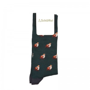 Schoffel Men's Single Cotton Sock 3930 - Dark Teal Partidge 