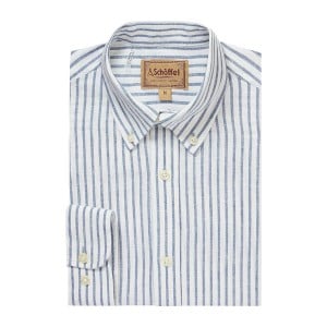 Schoffel Walsingham Linen Shirt 20-3128 - Blue Stripe 