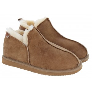 Shepherd of Sweden Annie Ladies Sheepskin Slippers - Antique/Cognac