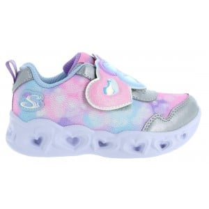 Skechers Heart Lights Lovin Reflection Trainers - 302693N Silver/Multi Textile