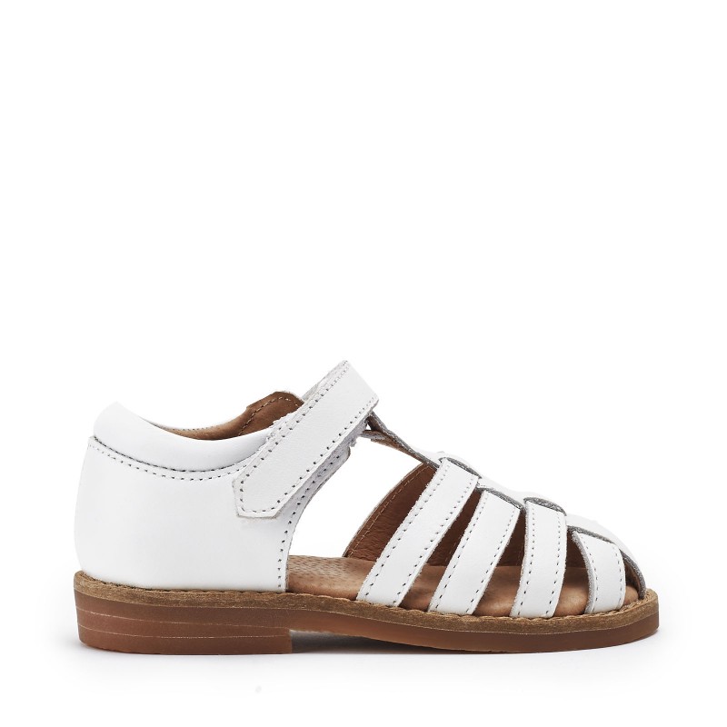 Coastal Closed Toe Sandals - White Leather