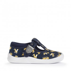 Start-Rite Wiggles T-Bar Canvas Shoes - Navy Yellow Diggers Start-Rite Wiggles T-Bar Canvas Shoes - Navy Yellow Diggers