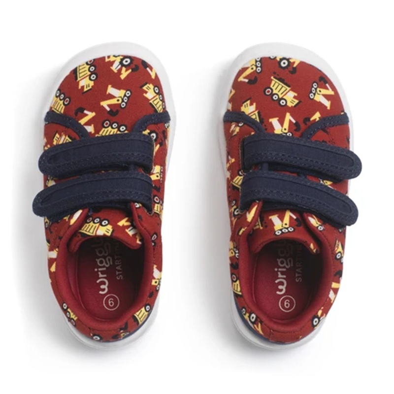 Wriggles Canvas Shoes -  Red Digger Print