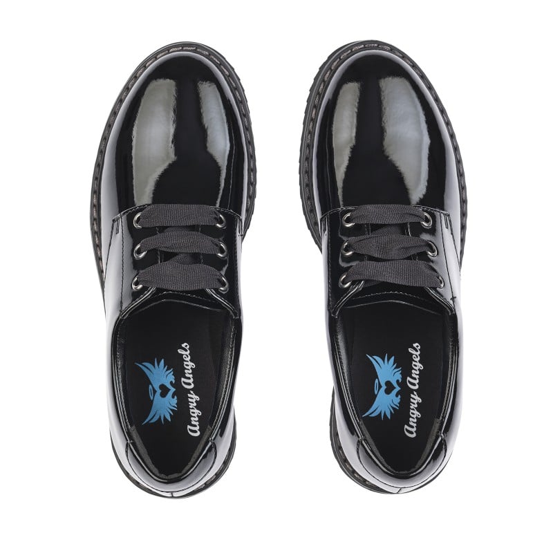 Angry Angels Impact School Shoes - Black Patent