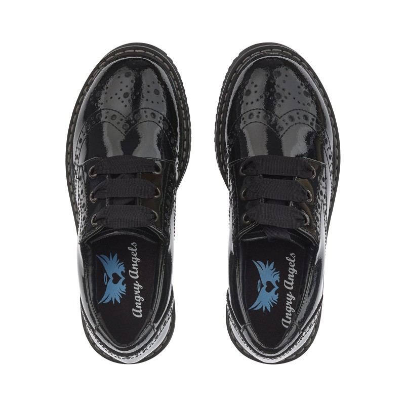 Angry Angels Impulsive School Shoes - Black Patent