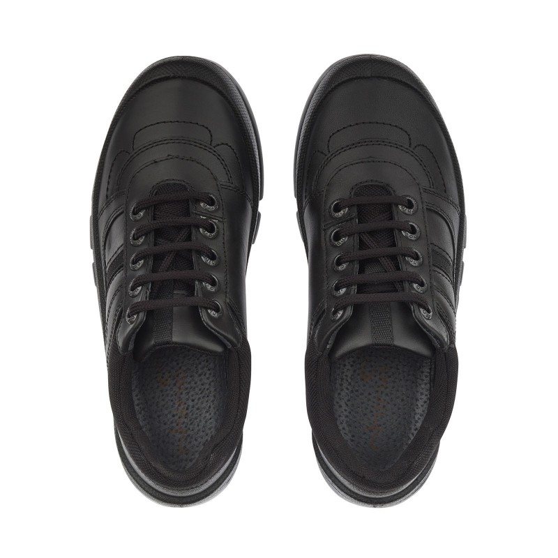 Rhino Sherman School Shoes - Black Leather