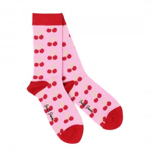 Swole Panda Cherry Bamboo Socks - Pink